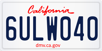 CA license plate 6ULW040