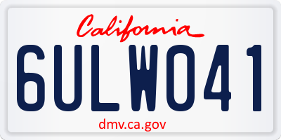 CA license plate 6ULW041
