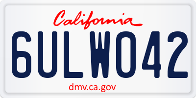 CA license plate 6ULW042