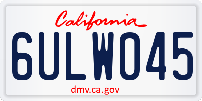 CA license plate 6ULW045