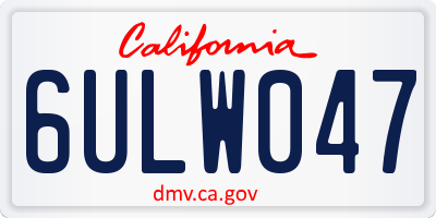 CA license plate 6ULW047