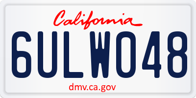 CA license plate 6ULW048