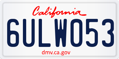 CA license plate 6ULW053