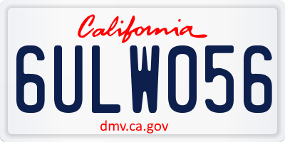 CA license plate 6ULW056