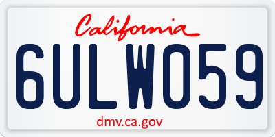 CA license plate 6ULW059