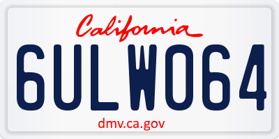 CA license plate 6ULW064