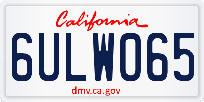 CA license plate 6ULW065