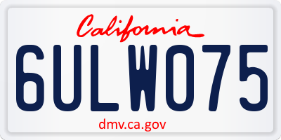 CA license plate 6ULW075