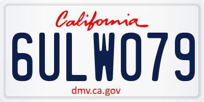 CA license plate 6ULW079