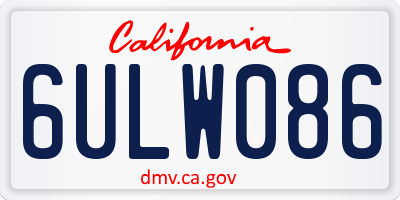 CA license plate 6ULW086