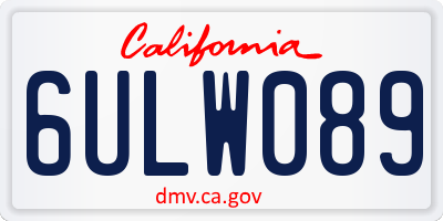 CA license plate 6ULW089