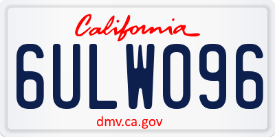 CA license plate 6ULW096