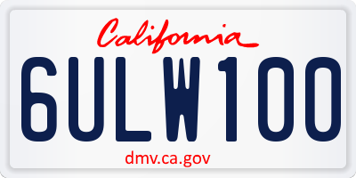 CA license plate 6ULW100