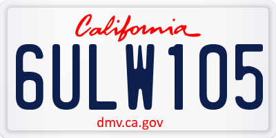 CA license plate 6ULW105