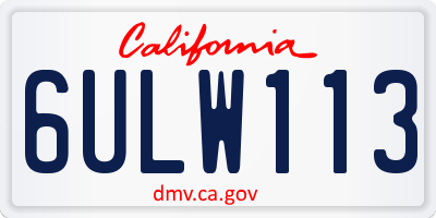 CA license plate 6ULW113
