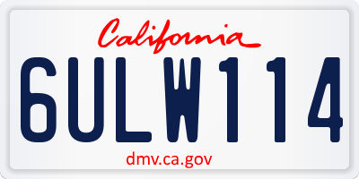 CA license plate 6ULW114