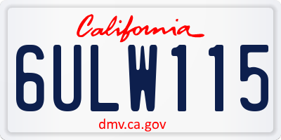 CA license plate 6ULW115