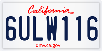 CA license plate 6ULW116