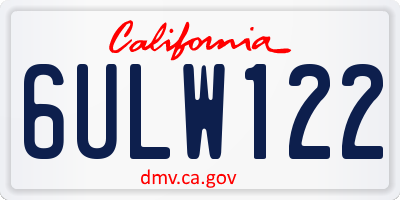 CA license plate 6ULW122
