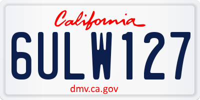 CA license plate 6ULW127