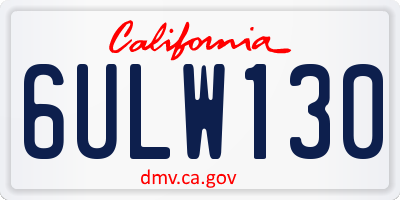 CA license plate 6ULW130