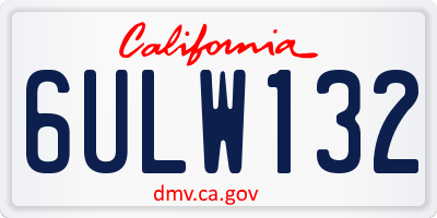 CA license plate 6ULW132