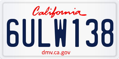 CA license plate 6ULW138