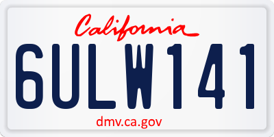 CA license plate 6ULW141