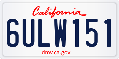 CA license plate 6ULW151