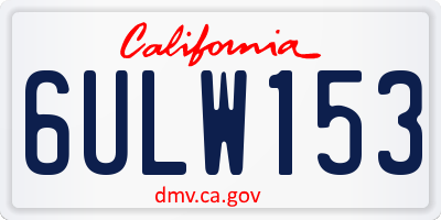 CA license plate 6ULW153
