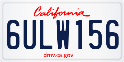 CA license plate 6ULW156