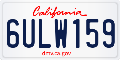 CA license plate 6ULW159