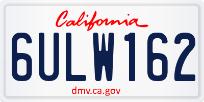 CA license plate 6ULW162