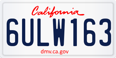 CA license plate 6ULW163