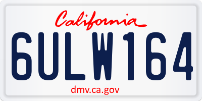 CA license plate 6ULW164