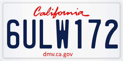 CA license plate 6ULW172