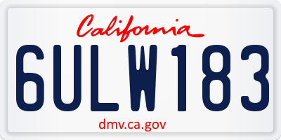 CA license plate 6ULW183