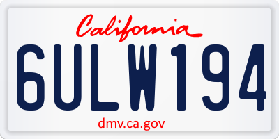 CA license plate 6ULW194