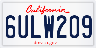 CA license plate 6ULW209