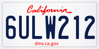 CA license plate 6ULW212