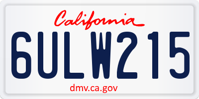 CA license plate 6ULW215