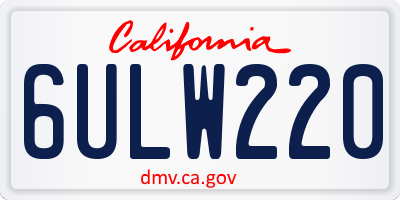 CA license plate 6ULW220