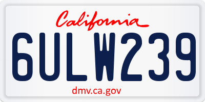 CA license plate 6ULW239
