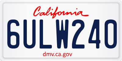 CA license plate 6ULW240