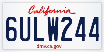 CA license plate 6ULW244