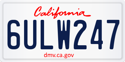 CA license plate 6ULW247
