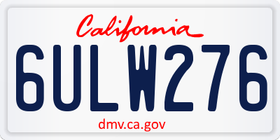 CA license plate 6ULW276
