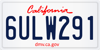 CA license plate 6ULW291