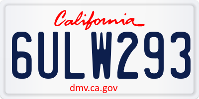 CA license plate 6ULW293