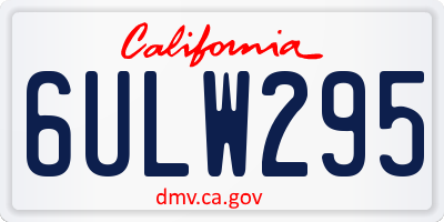 CA license plate 6ULW295